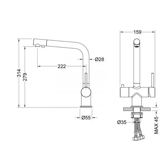 Смеситель для кухни с подключением фильтра Timo Saona 2396/00F хром