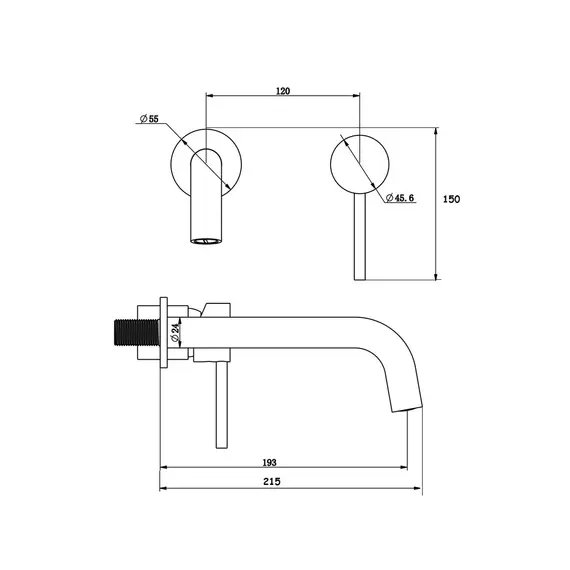 Смеситель настенный для раковины Bronze De Luxe