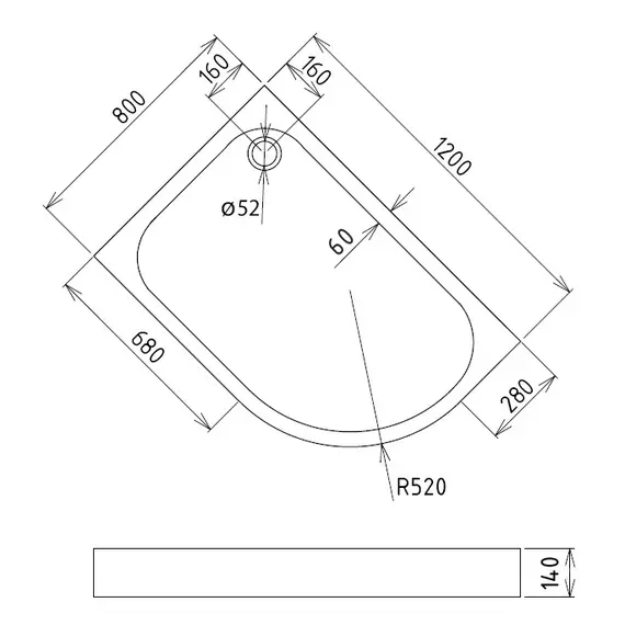 Душевой поддон  Gemy асимметричный акриловый