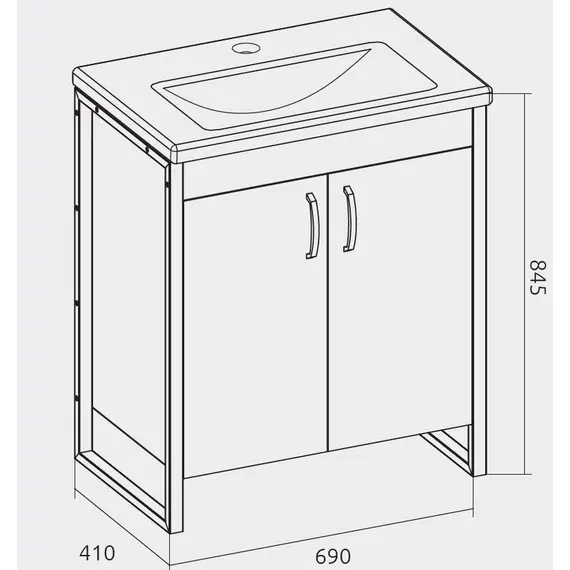 Тумба без раковины 1Marka Grunge Loft 70Н 2двери , дуб вотан
