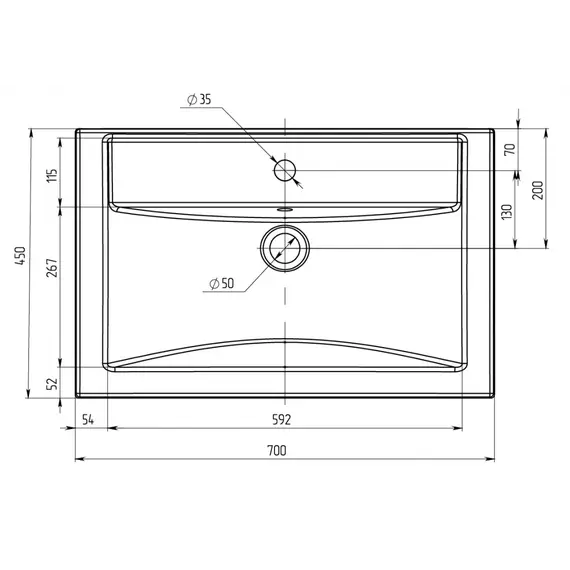 Раковина 1Marka Comfort 70 Polytitan