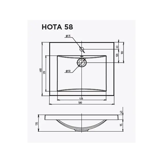 Раковина 1Marka Нота New Polytitan