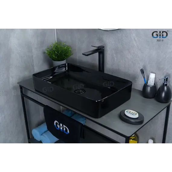 Накладная раковина для ванной Gid BL9396 черная глянцевая