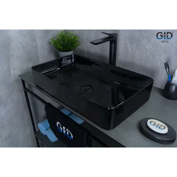 Накладная раковина для ванной Gid BL9396 черная глянцевая