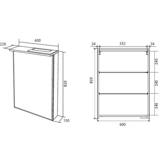 Зеркало-шкаф 1Marka Соната 60 1д с подсветкой, белый глянец