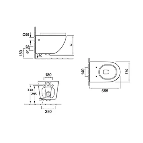Унитаз подвесной ESBANO FORTEX (Черный матовый)