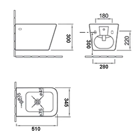 Биде подвесное ESBANO GARTEZ (White) 510x345x300