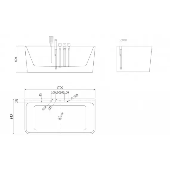 Ванна акриловая Esbano Paris-SM, 170x85x60