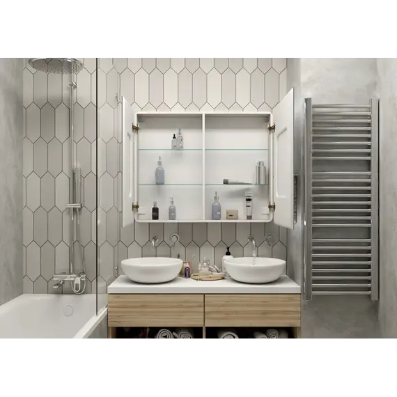 Зеркало-шкаф ACWEN "Elliott LED" 100х80 с датчиком движения, розеткой