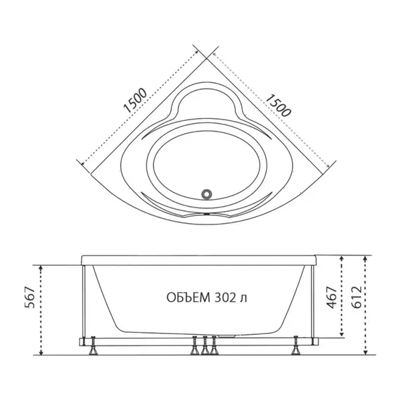 Ванна акриловая Triton Троя  150х150