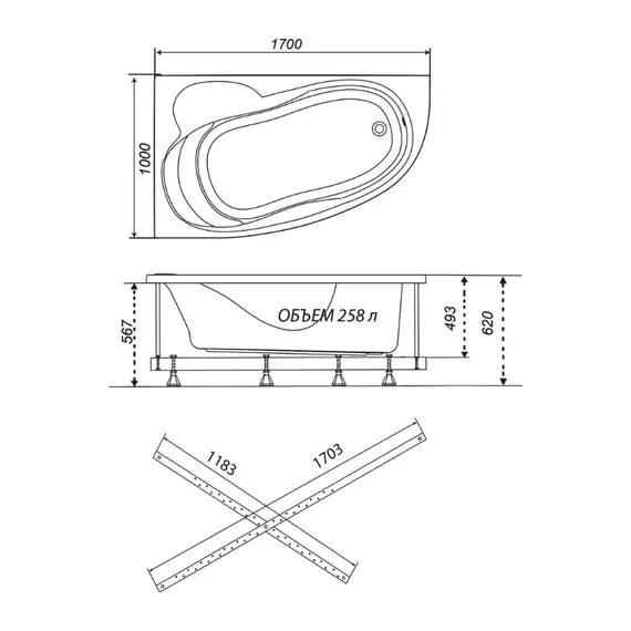 Ванна акриловая Triton Изабель 170, Николь 160 , Кайли 150 левая/ правая
