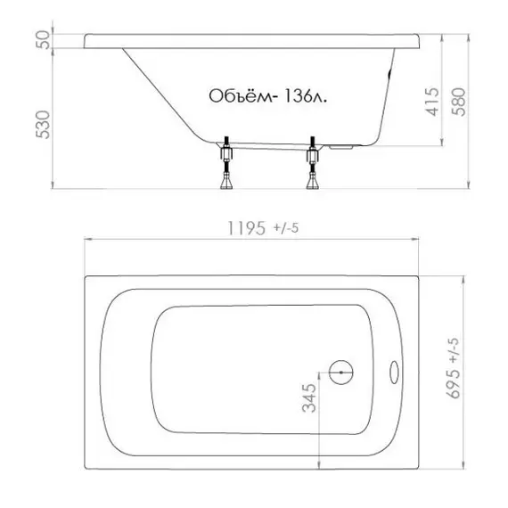Ванна акриловая Triton Стандарт
