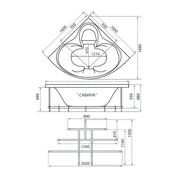 Ванна акриловая Triton Сабина 160х160