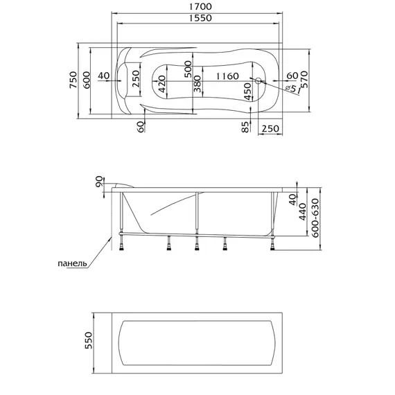 Ванна 1Marka CALYPSO 170x75