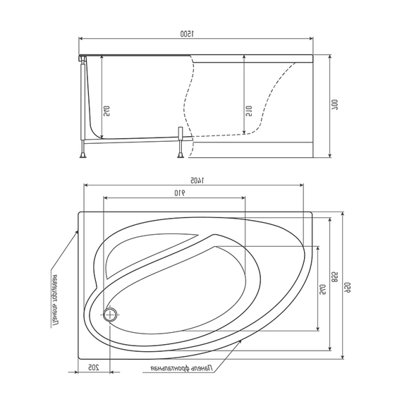 Ванна акриловая TIMO IVA L / R 150х95, 160х100