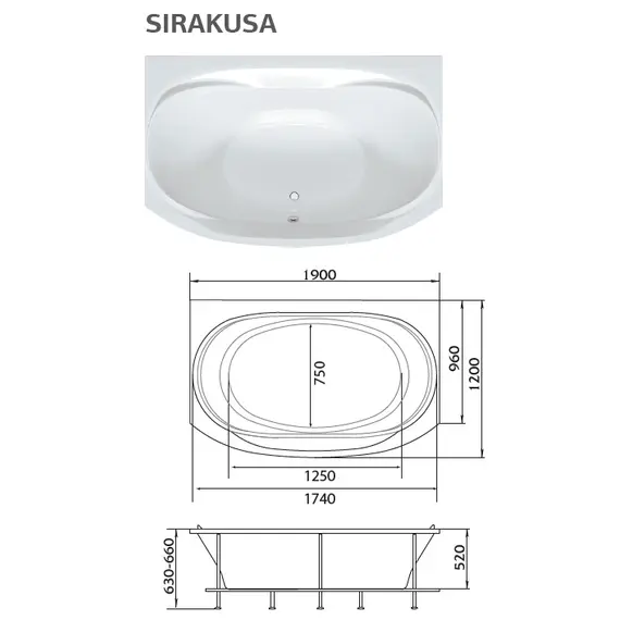 Ванна Marka One SIRAKUSA 190x120