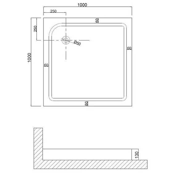 Душевой поддон NG-100-100Q/ 90-90Q /80-80Q квадрат