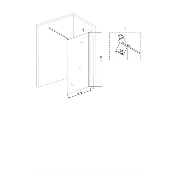 Душ. перегородка NG-683-90 BLACK (90x195)