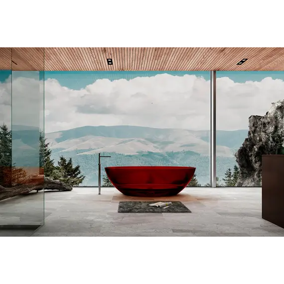 Ванна из полиэфирной смолы ABBER Kristall AT9702Rubin красная 180*85 прозрачная