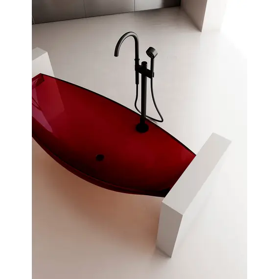 Ванна из полиэфирной смолы ABBER Kristall AT9704Rubin подвесная красная 180*80 прозрачная