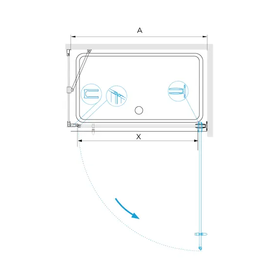 Душевой уголок RGW HO-045-B (HO-011B + Z-050-2B + держ)