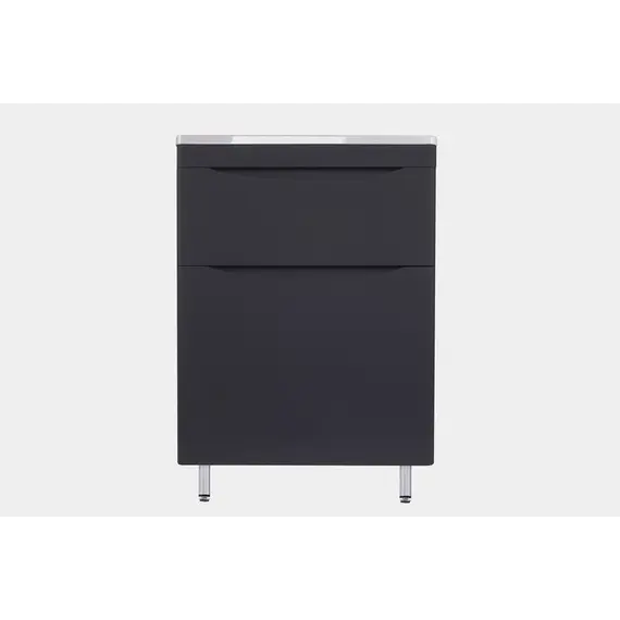 Тумба напольная с раковиной Style Line "Бергамо мини 70" (2 ящ.) Люкс антискрейтч черный, PLUS