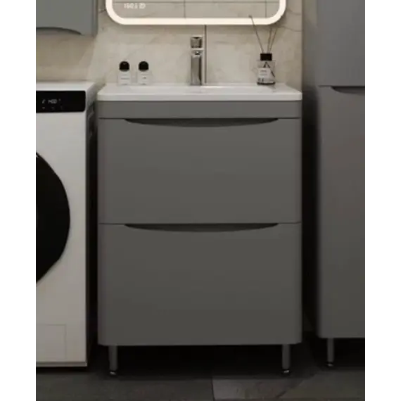 Тумба напольная с раковиной Style Line "Бергамо мини " (2 ящ.) Люкс антискрейтч серый, PLUS