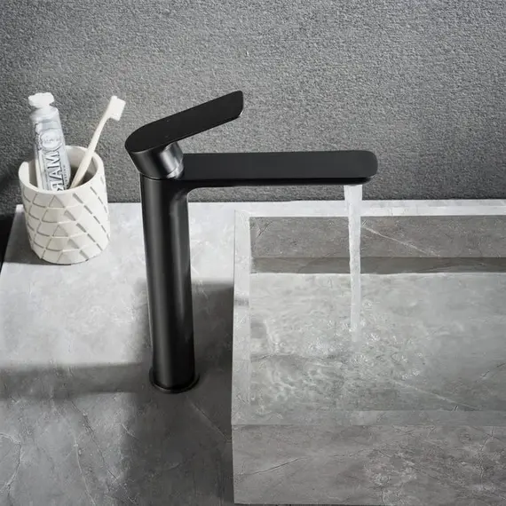 Смеситель для накладной раковины ACWEN 80012B-2 черный матовый