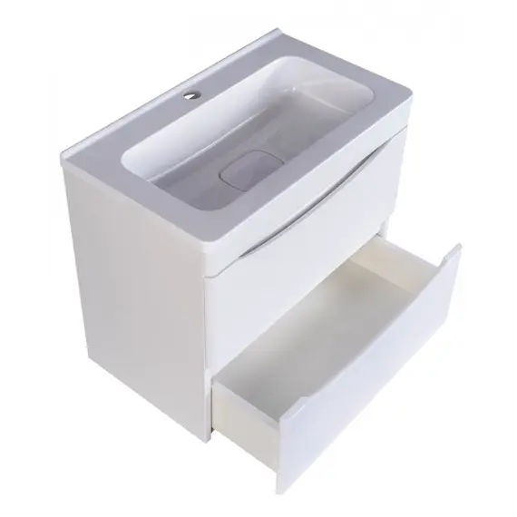 Тумба подвесная с раковиной Style Line "Бергамо мини " (2 ящ.) Люкс антискрейтч белый, PLUS