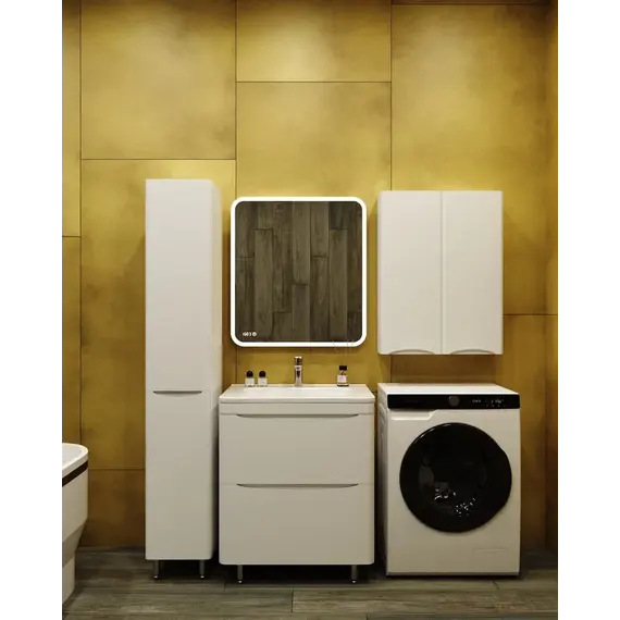 Тумба напольная с раковиной Style Line "Бергамо мини 60" (2 ящ.) Люкс антискрейтч белый, PLUS