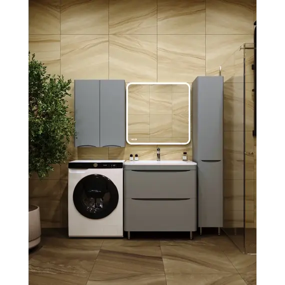 Тумба напольная с раковиной Style Line "Бергамо мини " (2 ящ.) Люкс антискрейтч серый, PLUS