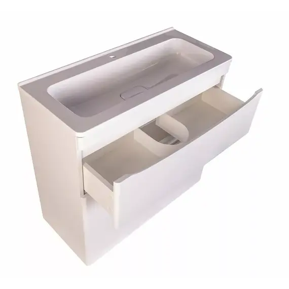 Тумба подвесная с раковиной Style Line "Бергамо мини " (2 ящ.) Люкс антискрейтч белый, PLUS