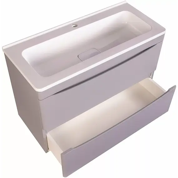 Тумба подвесная с раковиной  Style Line "Бергамо мини" (2 ящ.) Люкс антискрейтч серый, PLUS