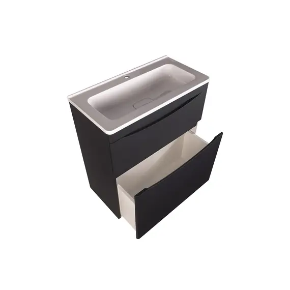 Тумба подвесная с раковиной Style Line "Бергамо мини " (2 ящ.) Люкс антискрейтч черный, PLUS