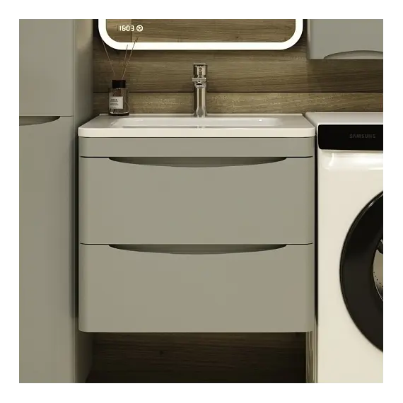 Тумба подвесная с раковиной  Style Line "Бергамо мини" (2 ящ.) Люкс антискрейтч серый, PLUS