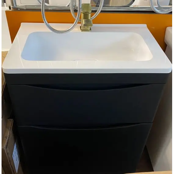 Тумба подвесная с раковиной Style Line "Бергамо мини " (2 ящ.) Люкс антискрейтч черный, PLUS