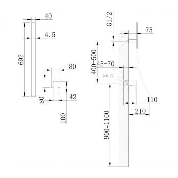 Смеситель ABBER Daheim AF8209 скрытого монтажа для раковины, хром