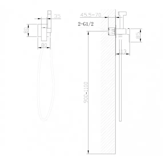 Смеситель ABBER Daheim AF8226G с гигиеническим душем, золото матовое