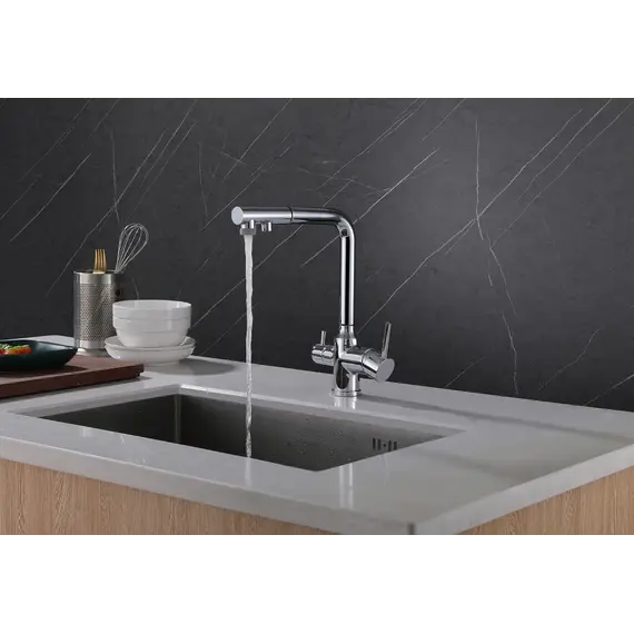 Смеситель ABBER Emotion AF8814 для кухни с подключением фильтра и выдвижной лейкой, хром