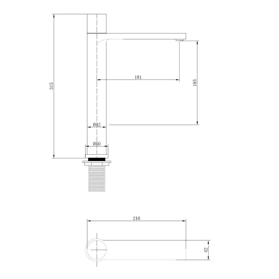 Смеситель ABBER Rund AF8711B для накладной раковины, черный матовый