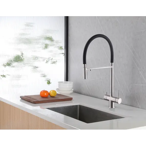 Смеситель ABBER Wasser Kreis AF81141 для кухни с подключением фильтра и выдвижной лейкой, хром