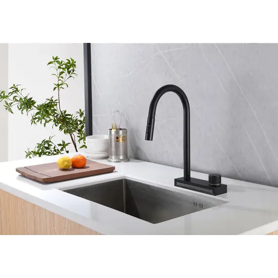 Смеситель ABBER Wasser Kreis AF8114B для кухни с выдвижной лейкой, черный матовый