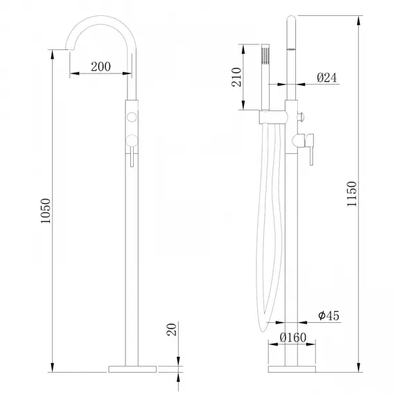 Смеситель ABBER Wasser Kreis AF8115 напольный для ванны, хром