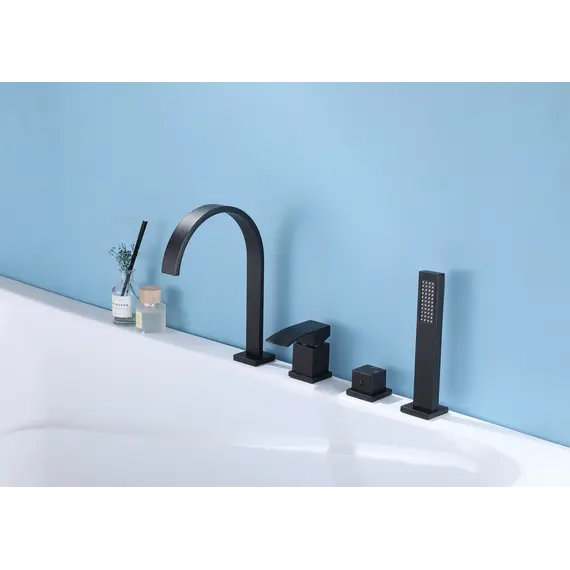 Смеситель ABBER Wasserfall AF8613B на борт ванны, черный матовый