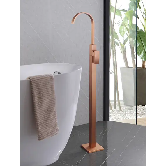 Смеситель ABBER Wasserfall AF8640MRG напольный для раковины, розовое золото матовое