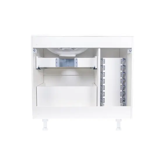 Тумба напольная "Барселона 90" правая (2 ящ.) с выкатной корзиной, Люкс белая, Plus