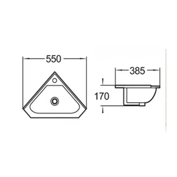 WW AISBACH 7012 GL-WT Раковина подвесная (глянцевая белая) 550х385х170 мм