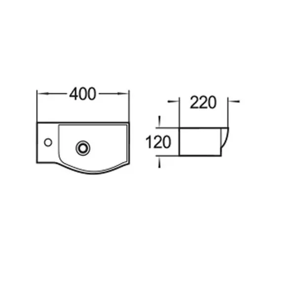 WW AISBACH 7940 GL-WT L Раковина подвесная (глянцевая белая)  400х220х120 мм