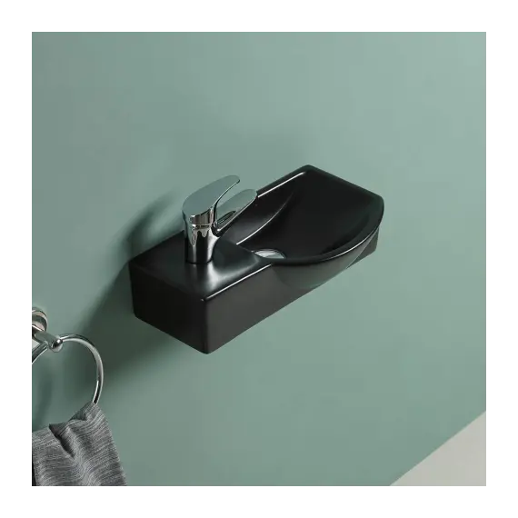 WW AISBACH 7940 MT-BL R Раковина подвесная (матовая черная)  400х220х120 мм