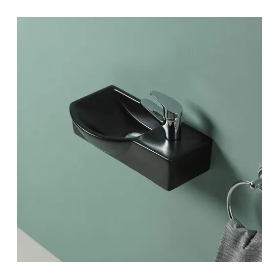 WW AISBACH 7940 MT-BL R Раковина подвесная (матовая черная)  400х220х120 мм